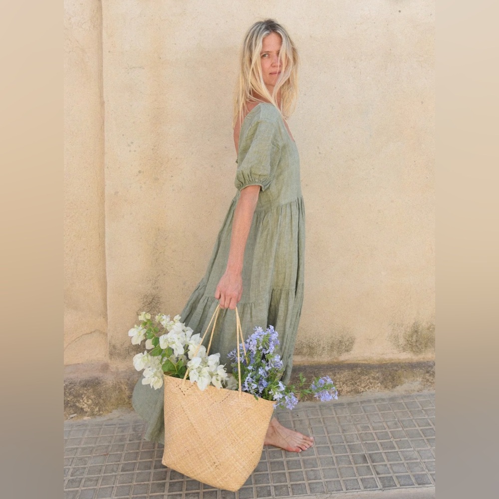 Beechwood Linen Paloma Dress in Sage